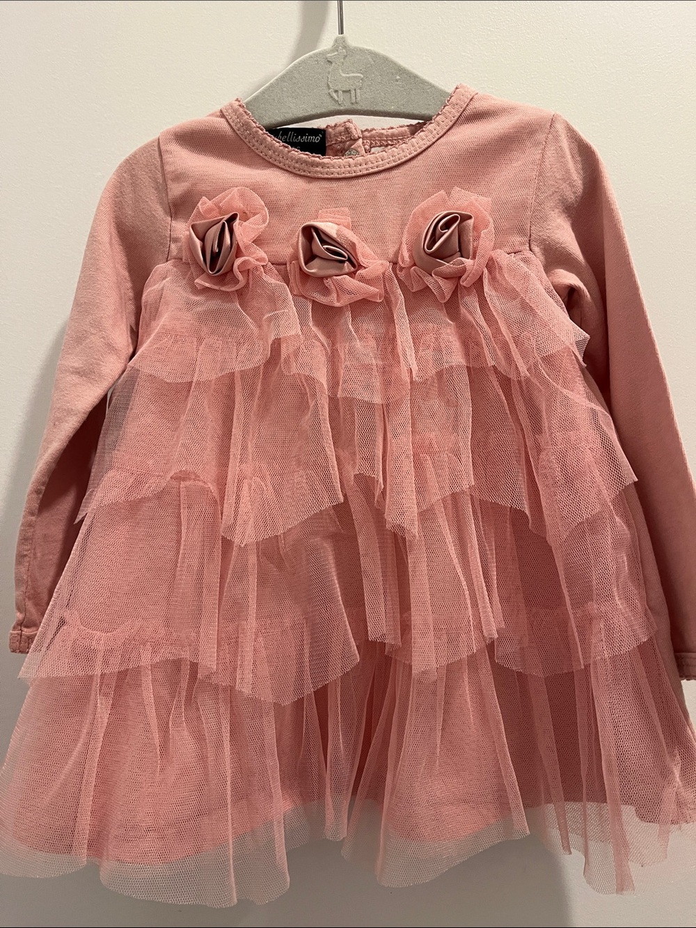 Wendy Bellissimo Pink Layered Tulle Floral Dress